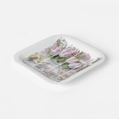 Er ist Christlicher Risen Oaster Tulip Cross Vinta Pappteller (Gewinkelt)