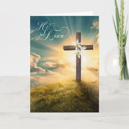 Er ist Christliches Kreuz und Lilies Oaster Feiertagskarte