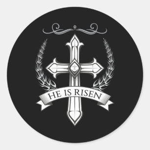 Er ist Christus, Jesus Männer Frauen Kinder. Runder Aufkleber