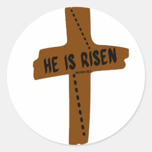 Er ist das Bibelkreuz der Risen für die Ostersaiso Runder Aufkleber