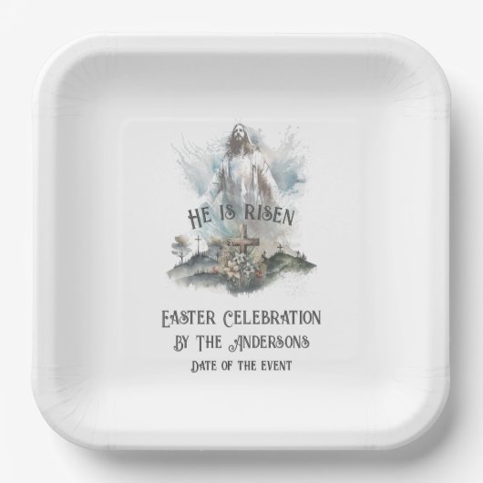 Er ist das Christliche riskante Osterkreuz Pappteller (Vorderseite)