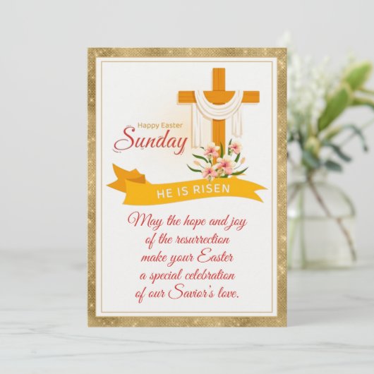 Er ist das Osterkreuz, Blume, das elegante Ostern Ankündigung (Stehend Vorderseite)