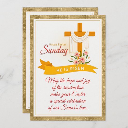 Er ist das Osterkreuz, Blume, das elegante Ostern Ankündigung (Vorne/Hinten)