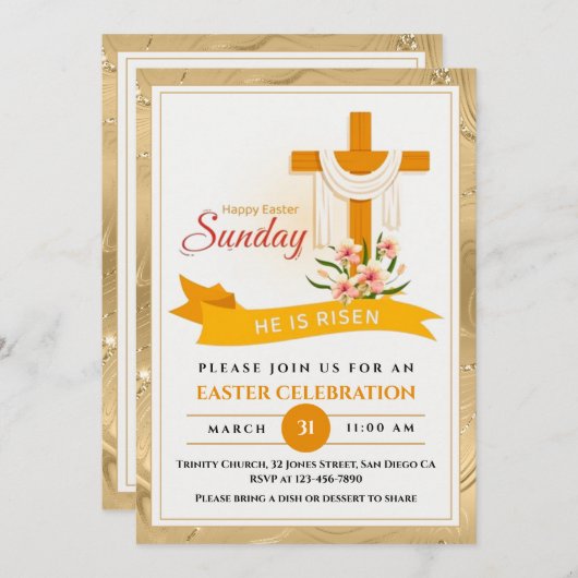 Er ist das Osterkreuz, Blume, das elegante Ostern Ankündigung (Vorne/Hinten)