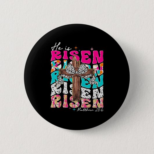 Er ist das Risen Cross Jesus Ostern Christliche re Button (Vorderseite)