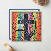 Er ist das Risen Moderne Religiöse Bunte Ostern Mitteilungskarte (Vorderseite/Rückseite Beispiel)