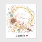 Er ist der Risen boho Blumenkranz Oster Aufkleber (Blatt)