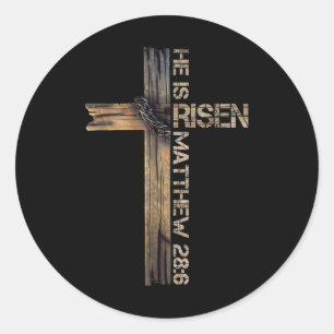 Er ist der Risen Cross Jesus religiösen Christlich Runder Aufkleber