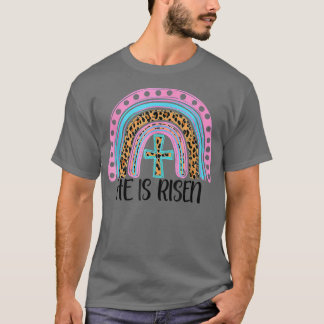 Er ist der Risen Leopard Regenbogen Christlich Jes T-Shirt