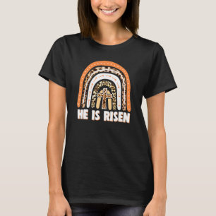 Er ist der Risen Leopard Regenbogen Christlich Jes T-Shirt