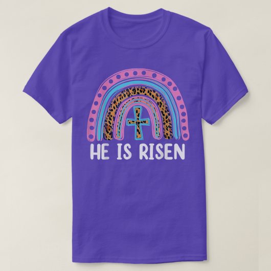 Er ist der Risen Leopard Regenbogen Christlich Jes T-Shirt (Design vorne)