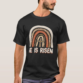 Er ist der Risen Leopard Regenbogen Christlich Jes T-Shirt