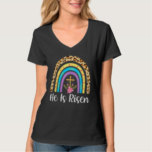 Er ist der Risen Leopard Regenbogen Christlich Jes T-Shirt