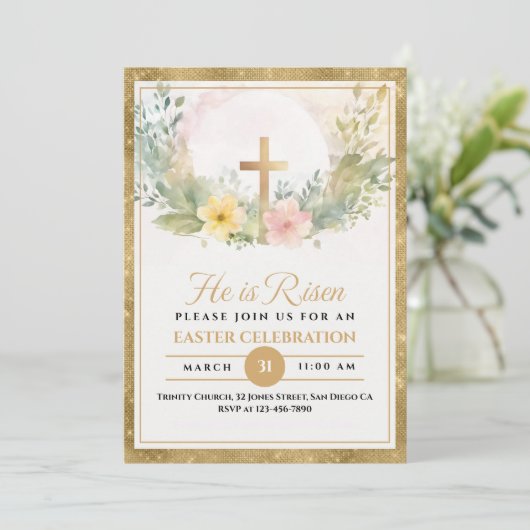 Er ist die Blume der Osterwasserfarbe, religiös Ankündigung (Stehend Vorderseite)