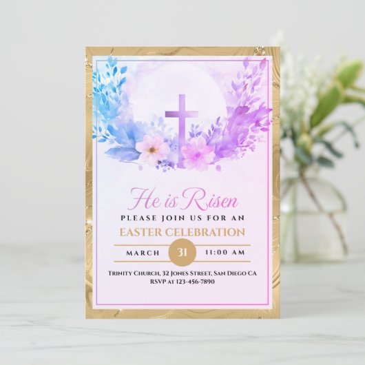 Er ist die Blume der Osterwasserfarbe, religiös Ankündigung (Stehend Vorderseite)