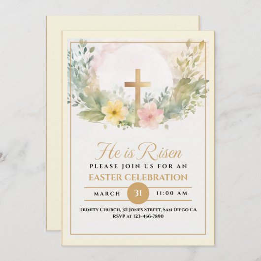 Er ist die Blume der Osterwasserfarbe, religiös Ankündigung (Vorne/Hinten)