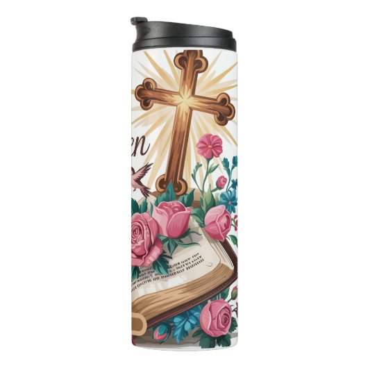 Er ist die Blumenbibel. Thermosbecher (Nach rechts gedreht)