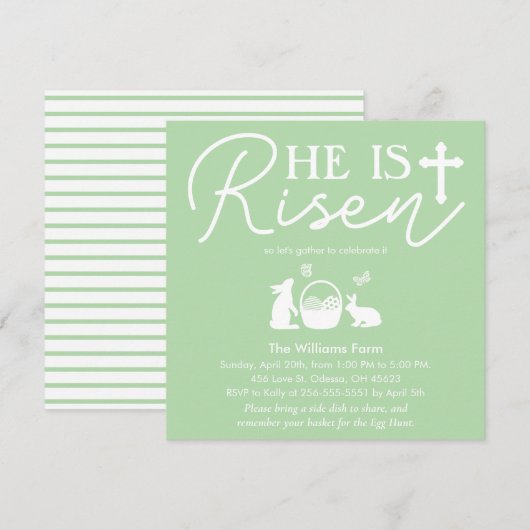 Er ist die Einladung zu blassgrünen Ostern (Vorne/Hinten)
