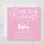 Er ist die Einladung zu einer rosa Osterfeier. (Vorderseite)