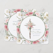 Er ist die Floralkreuzkarte Einladung (Vorne/Hinten)