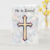 Er ist die Risene Faith Cross Osterkarte mit Schri Karte (Gelbe Blume)