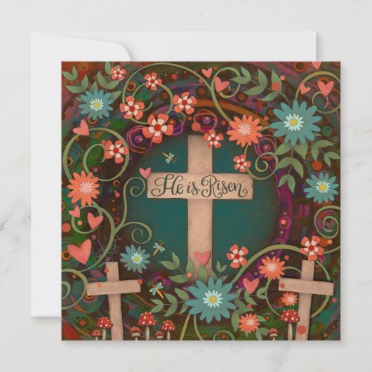 Er ist drei Hübsche Ostern der Blüte. Mitteilungskarte (Vorderseite)