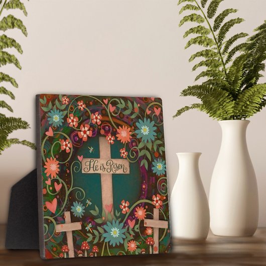 Er ist drei Kreuze Hübscher Glaubensinspiriertheit Fotoplatte