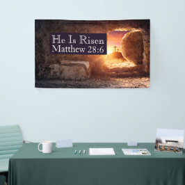 Er ist drei Kreuzungen leere Grabkirche Ostern Ris Banner