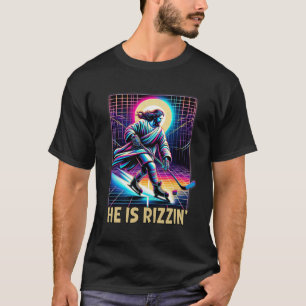 Er ist ein Christian-Eishockey-Liebhaber-Jesus-Mem T-Shirt