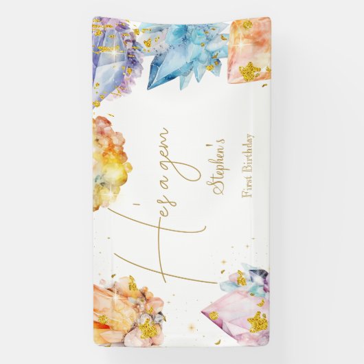 Er ist ein Gem Birthday Crystals Boy's Aquarell Banner (Vertikal)