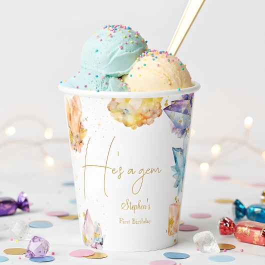 Er ist ein Gem Birthday Crystals Boy's Aquarell Pappbecher