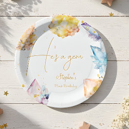 Er ist ein Gem Birthday Crystals Boy's Aquarell Pappteller