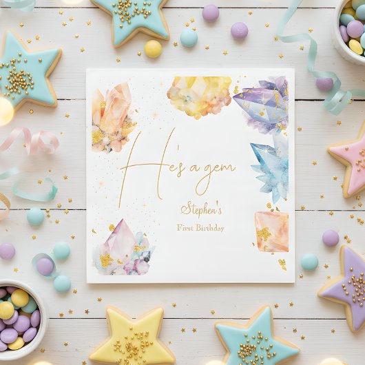 Er ist ein Gem Birthday Crystals Boy's Aquarell Serviette