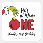 Er ist ein Gemeiner | Grinch Birthday Quadratischer Aufkleber (Vorderseite)