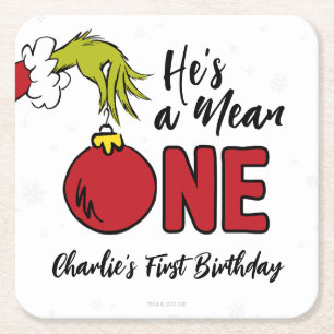 Er ist ein Gemeiner   Grinch Birthday Rechteckiger Pappuntersetzer