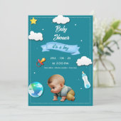 Er ist ein Junge! Einladung (Stehend Vorderseite)