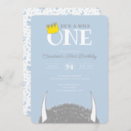 Er ist ein Wild One - 1. Geburtstag Crown Blue Einladung