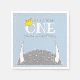 Er ist ein Wild One - 1. Geburtstag Crown Blue Serviette