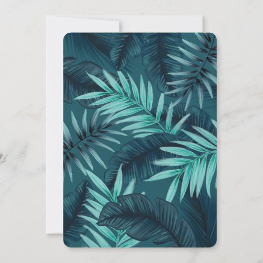 Er ist ein Wild One Blue Monster & Tropical Jungle Einladung (Rückseite)