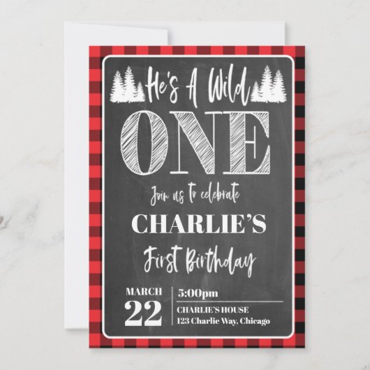 Er ist ein Wild One Boys First Birthday Party Einl Einladung (Vorderseite)