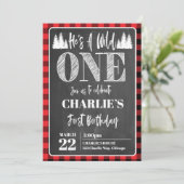 Er ist ein Wild One Boys First Birthday Party Einl Einladung (Stehend Vorderseite)