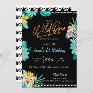 Er ist ein Wild One Tropical Dschungel Tribal zum Einladung