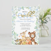 Er ist ein wilder erster Geburtstag Einladung (Stehend Vorderseite)