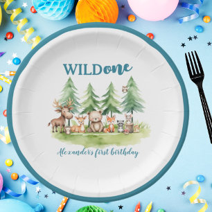Er ist ein Wilder - Waldtiere 1. Geburtstag Pappteller