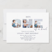 Er ist einer von einem Kind Foto Navy Blue First G Einladung (Vorderseite)