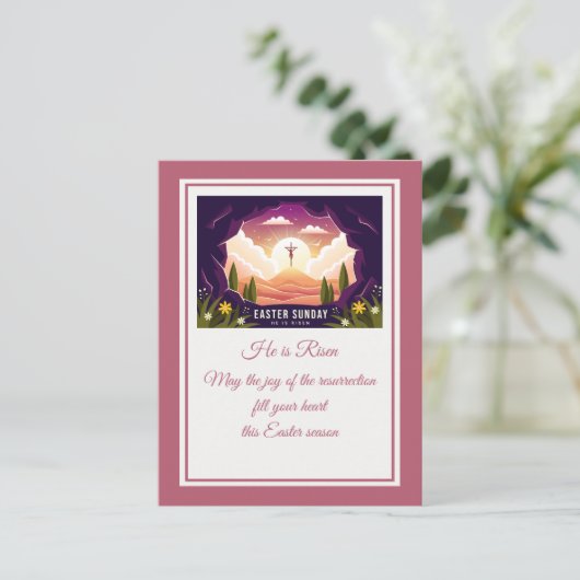 Er ist erwischt" Happy Oaster - anpassbare religiö Postkarte (Stehend Vorderseite)