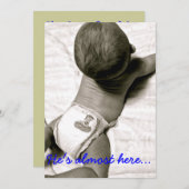 Er ist fast hier, Babydusche Einladung (Vorne/Hinten)