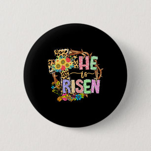 Er ist floral Jesus Ostertag Christen Leo Button