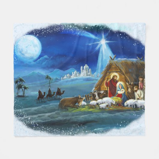 "Er ist Geboren" Fleecedecke (Vorderseite (Horizontal))