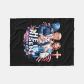 Er ist gefeuert Jesus Funny Trump US Flag Happy Fleecedecke (Vorderseite (Horizontal))